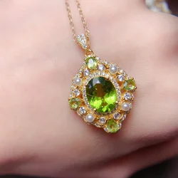 Pendant 925 Sterling Silver Natural Peridot women's Fire Color Super Good Free Shipping Jewelry Certified Jewelry Boutique