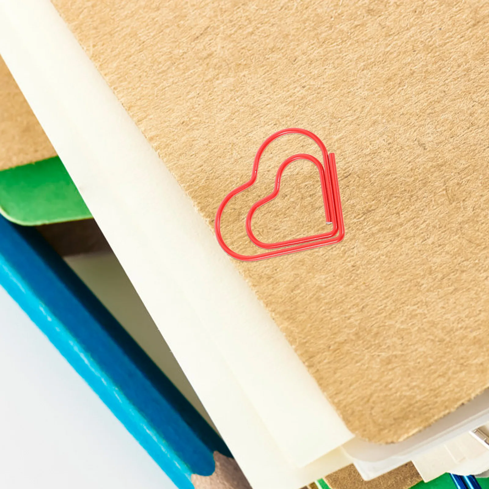 100pcs Heart Shaped Paper Clips Office School Supplies Metal Non Slip Desk Accessories Binding Tools