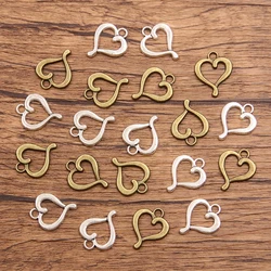 30PCS 14X18mm 2 Color 2023 New Product Wholesale Metal Alloy Hollow Heart Charms Pendant For Jewelry Making DIY Handmade Craft