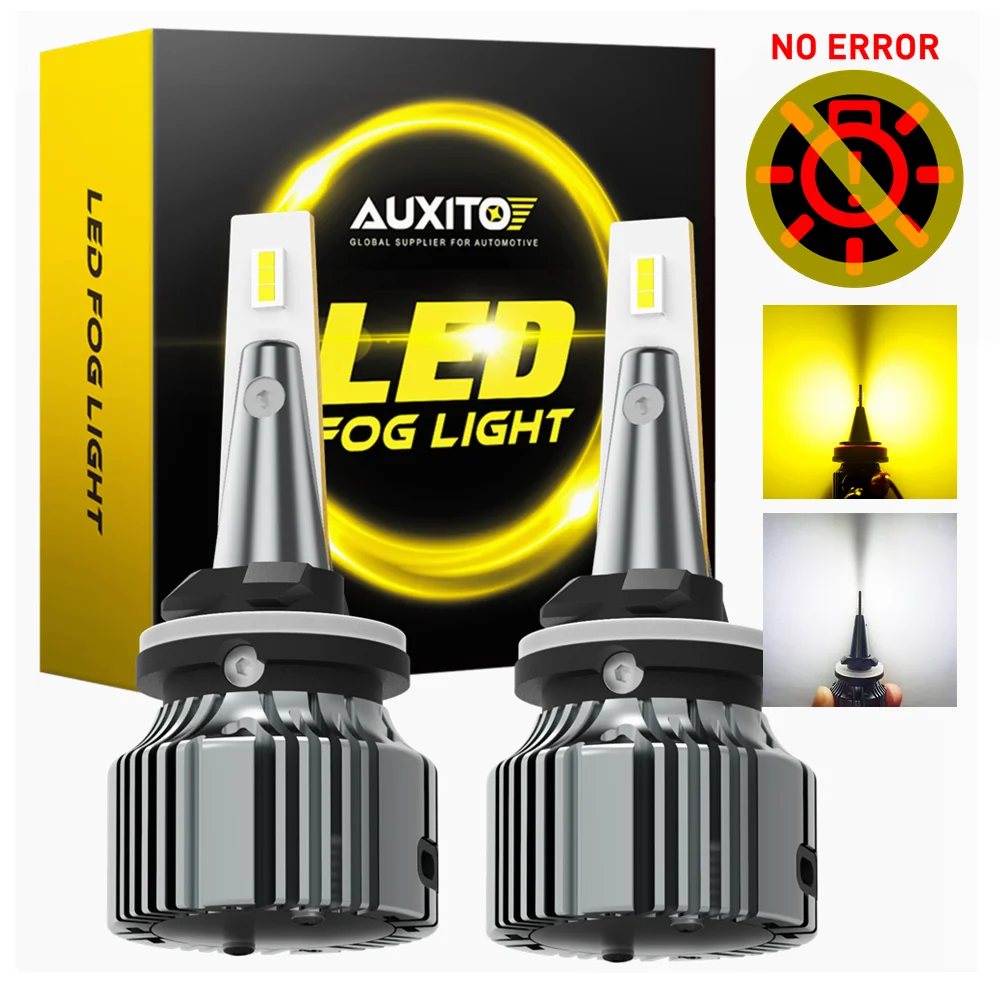 AUXITO Yellow H11 H9 H8 LED Fog Light 9006 H10 5202 880 881 H27 PSX24W PSX26W LED Bulb Fog Light Canbus No Error 6500k 3000k 12V