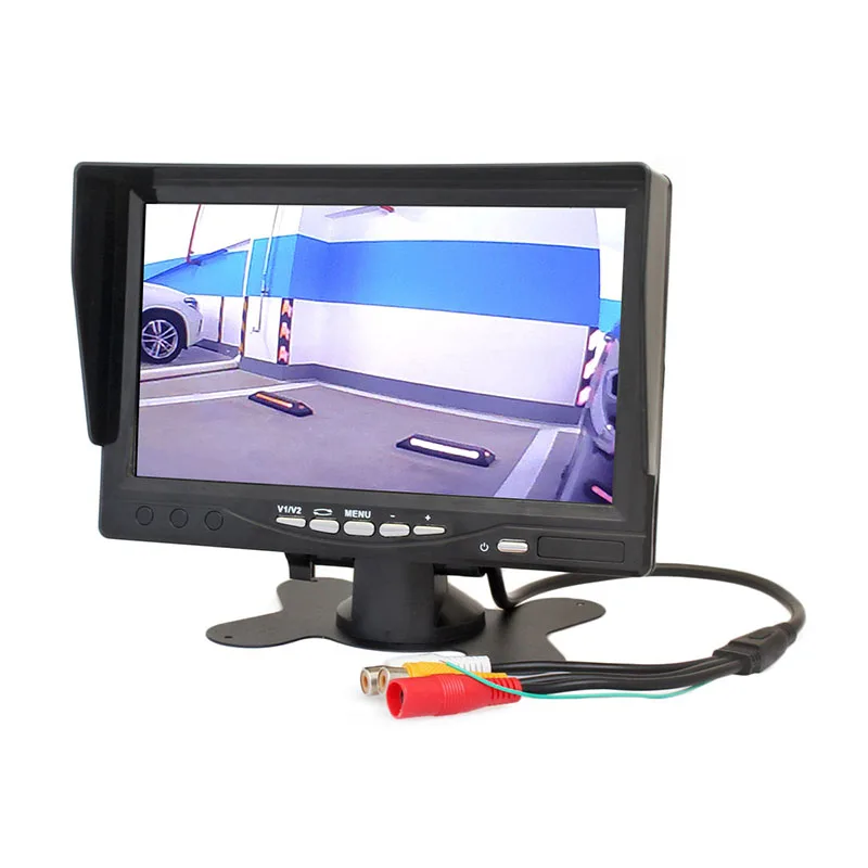 SMALUCK 7 inch TFT LCD Car Monitor Display Car Reverse Rear View Monitor Screen AV Input Remote Control With Sun Shade