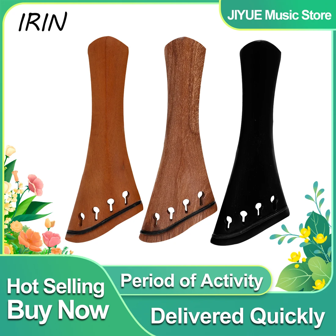 IRIN 4/4 Violin Bevelled Edge Plate Date Jujube /Ebony /Sumu Wood Violin Tailpiece Solid Wood No Deformation Violin Replacement