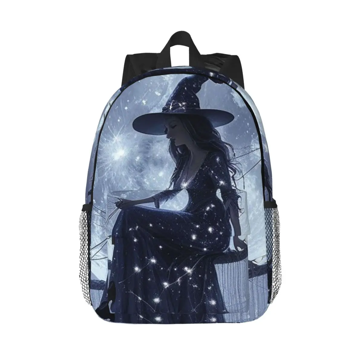 Flying Witch In The Moonlight Sky Backpack Daypack Large Capacity Boys Girls BookBag Shoulder Bags for Men Women Kids School Bag