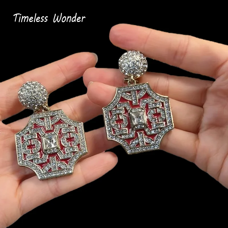 Timeless Wonder Fancy Zircon Geo Button Earrings for Women Designer Jewelry Punk Sweet Gift Rare Top Classy Chinese Style 3346