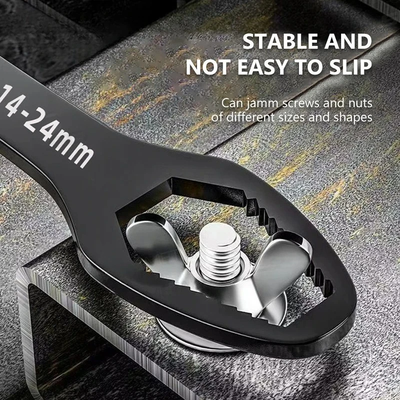 Llave Universal de doble punta,llave reparación tuercas tornillo autoajustable 3-17mm 8-24mm llave trinquete doble cabeza