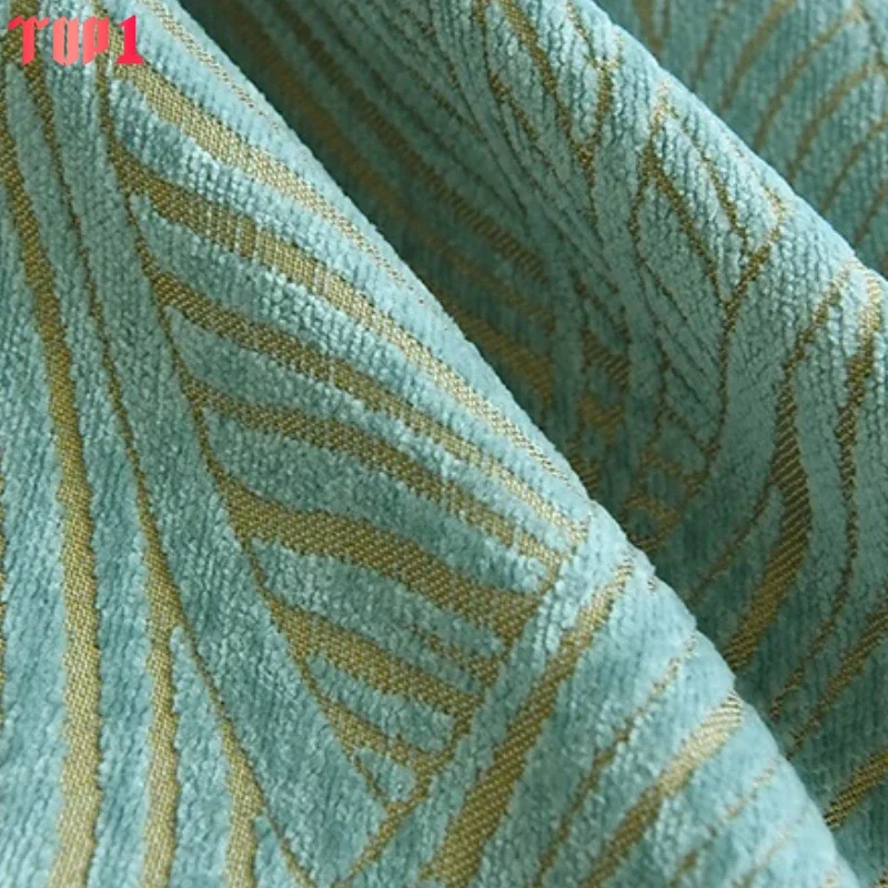 

Fashion Luxury Curtains for Living Room Bedroom Thick Blue Leaf Pastoral Blackout Floor-to-ceiling Window Textured Customized