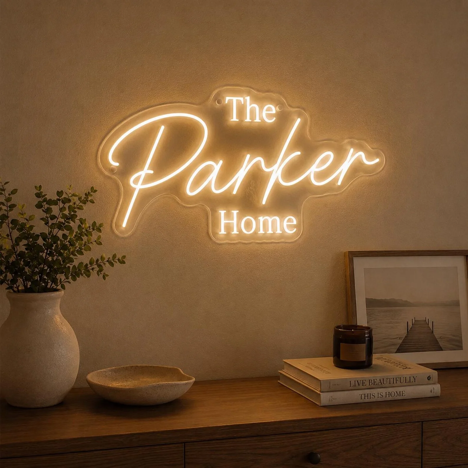 Personalized Family Name Neon Sign,Surname Home Wall Decor,Modern Script Neon Lights,Housewarming Gift,Family Name Neon