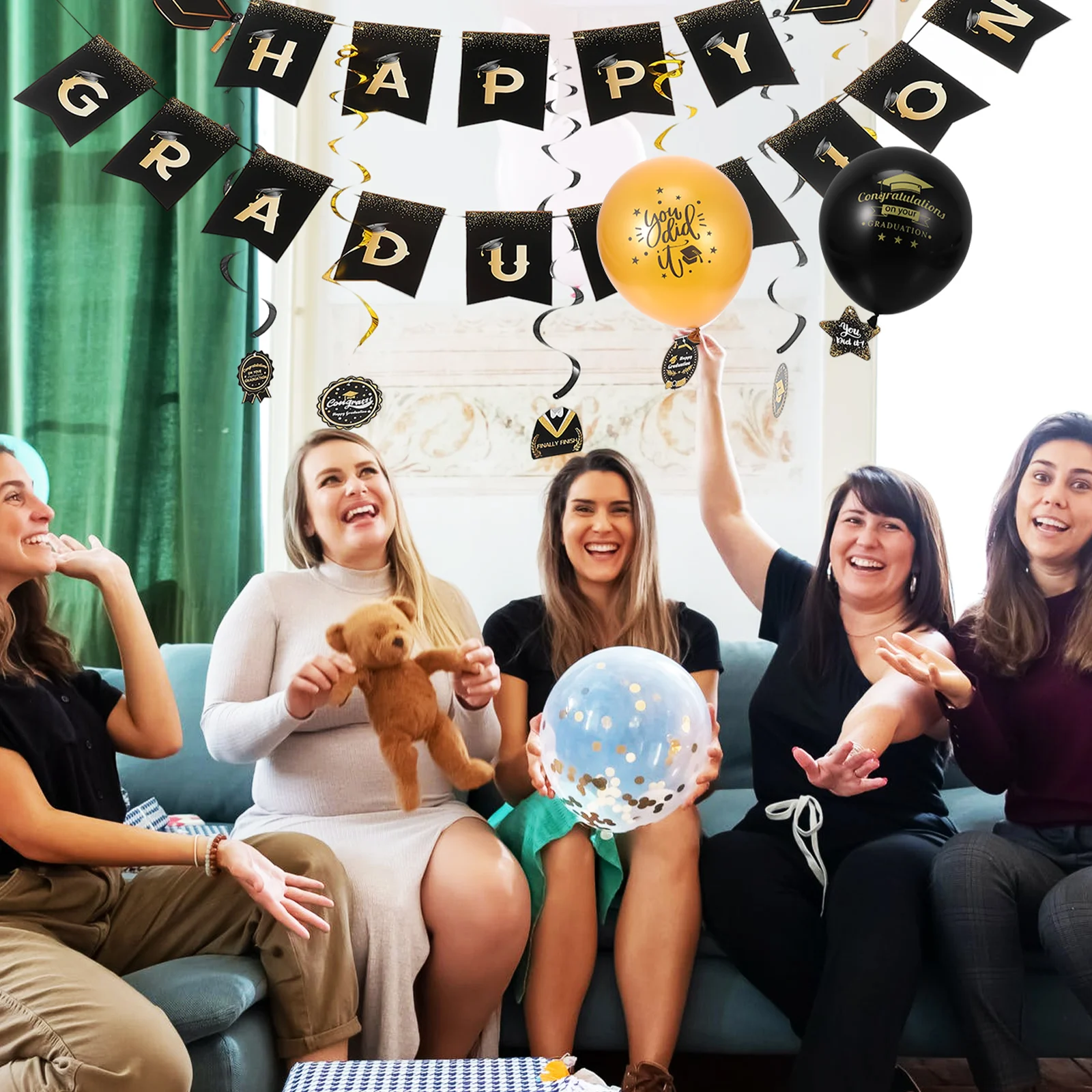 

Graduation Season Decorations Party Supplies Balloons Banner White Graduation Layout Props Indoors Outdoors Bright Color Festive
