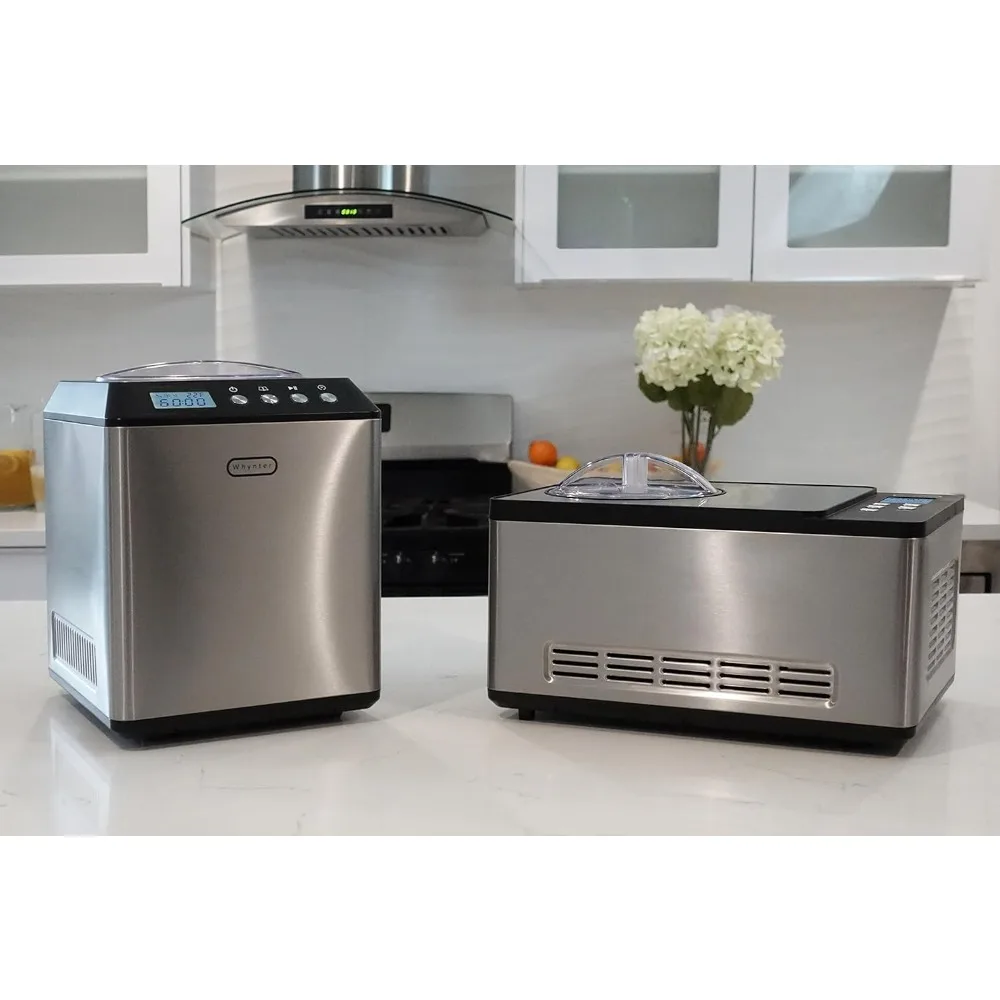 

Upgraded version Ice Cream Maker Machine Automatic 2.1 Qt. Upright with Built-In Compressor, LCD Digital Display