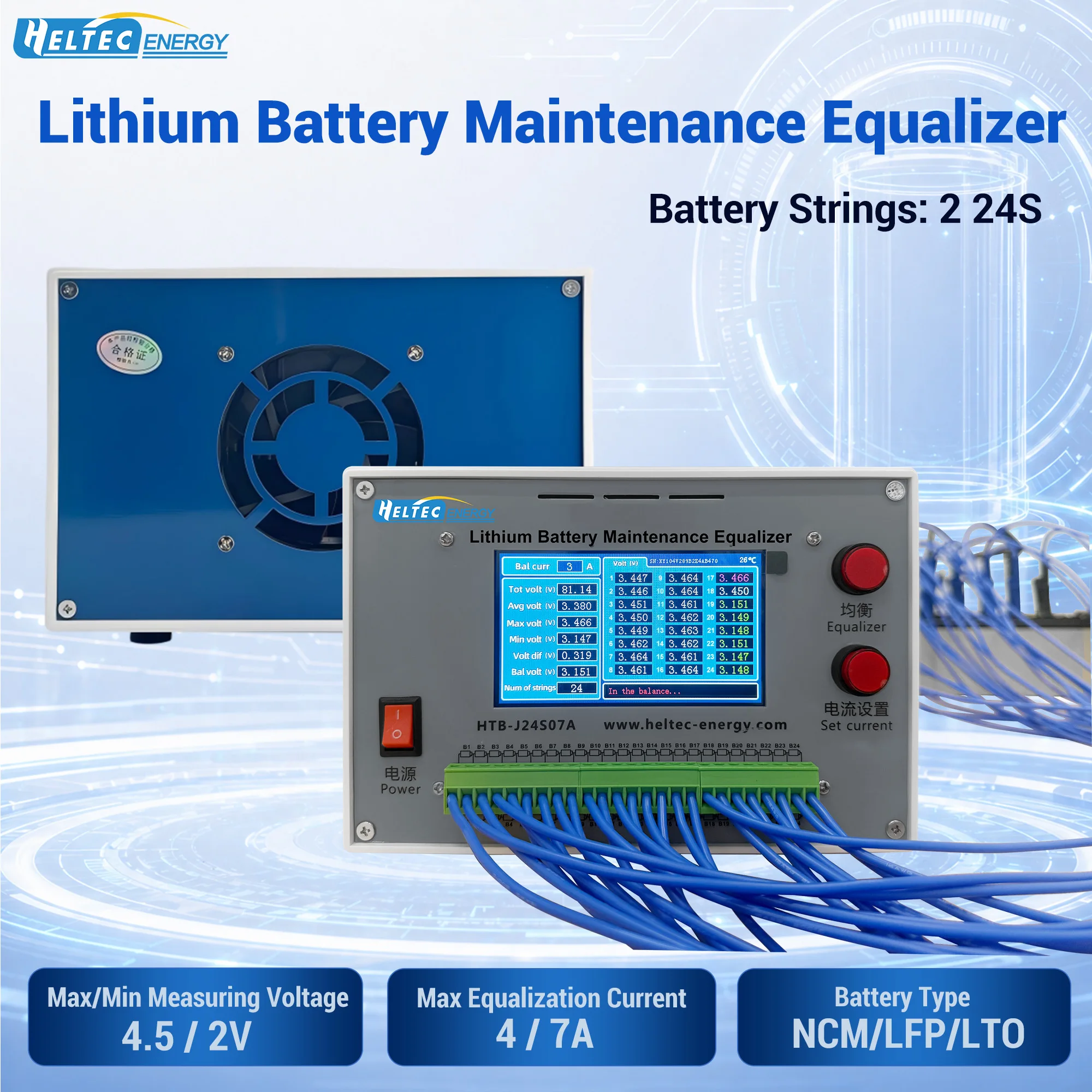 Heltec 2‑24S 3A/4A/7A Automatic Battery Equalizer Discharge Balancer for Lipo LiFePO4 LTO Cell Voltage Repair & Maintenance