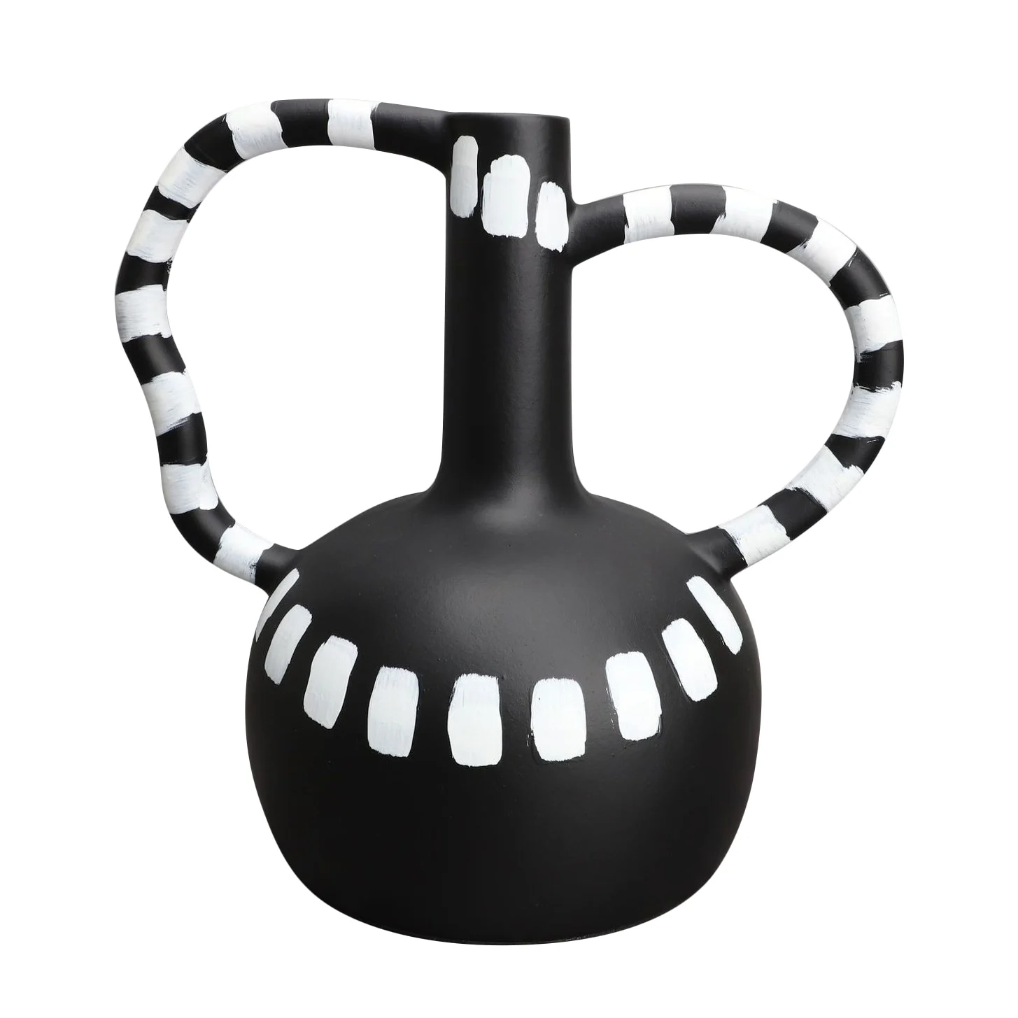 

ABLU-1PCS Reative Resin Vase Black And White Spots Wave Point Flower Arrangement Abstract Handicraft For Home Decoration