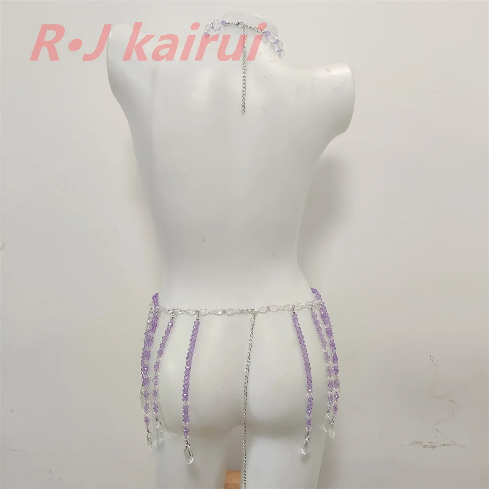 Fashion Handmade Women Pastel Pink Beads Neck Chains Unique Belly Chains Beads Jewelry Accessories