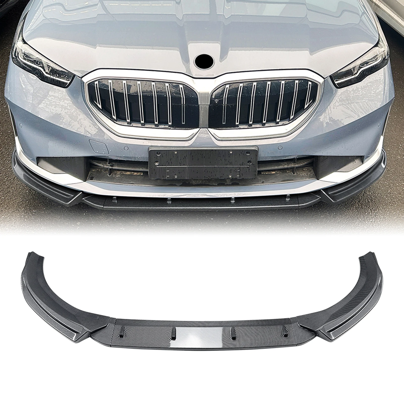 

Для BMW 5 серии G60 G61 2024-25 525i 530i 540i Стандартная версия переднего бампера Спойлер для губ из углеродного волокна/глянцевый черный сплиттер