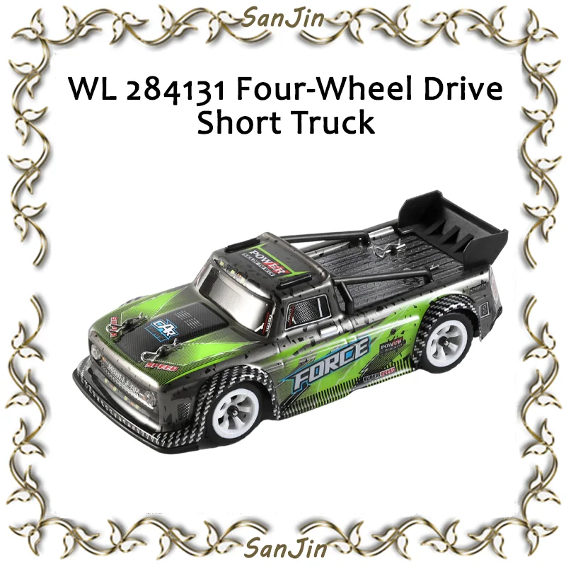 WL 284131 1-28 Four-wheel Drive Short Truck Alloy Chassis With Light Remote Control Drift Full Simulation Car Model Toy