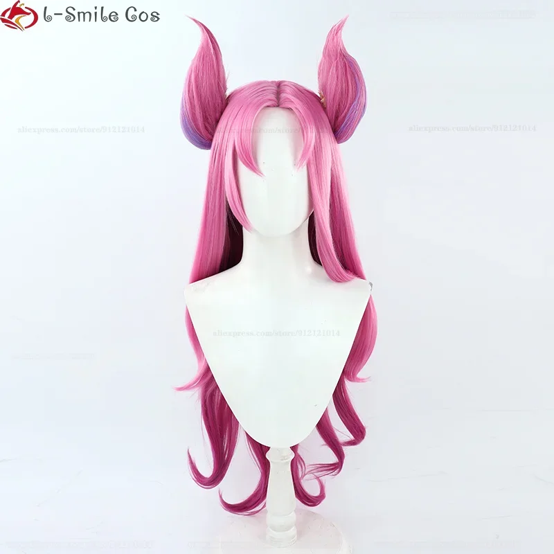 Game lol Star Guardian Kaisa cosplay wig 90cm long pink gradient Kaisa anime wigs with ear heat resistant synthetic hair