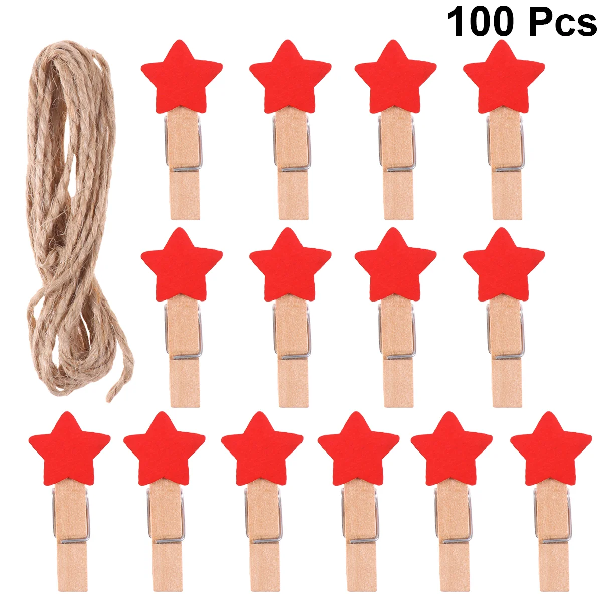 100pcs 35cm Wood Clip Clamp Photo Mini Clip Star Shape Message Note Memo Clip (White) Wooden Clips Photo Clip