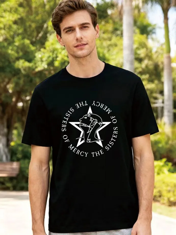 The Sisters of Mercy Punk Gothic Rock Band Men's and Women's T-shirts Short Sleeved O-neck Streetwear Cotton T-shirt