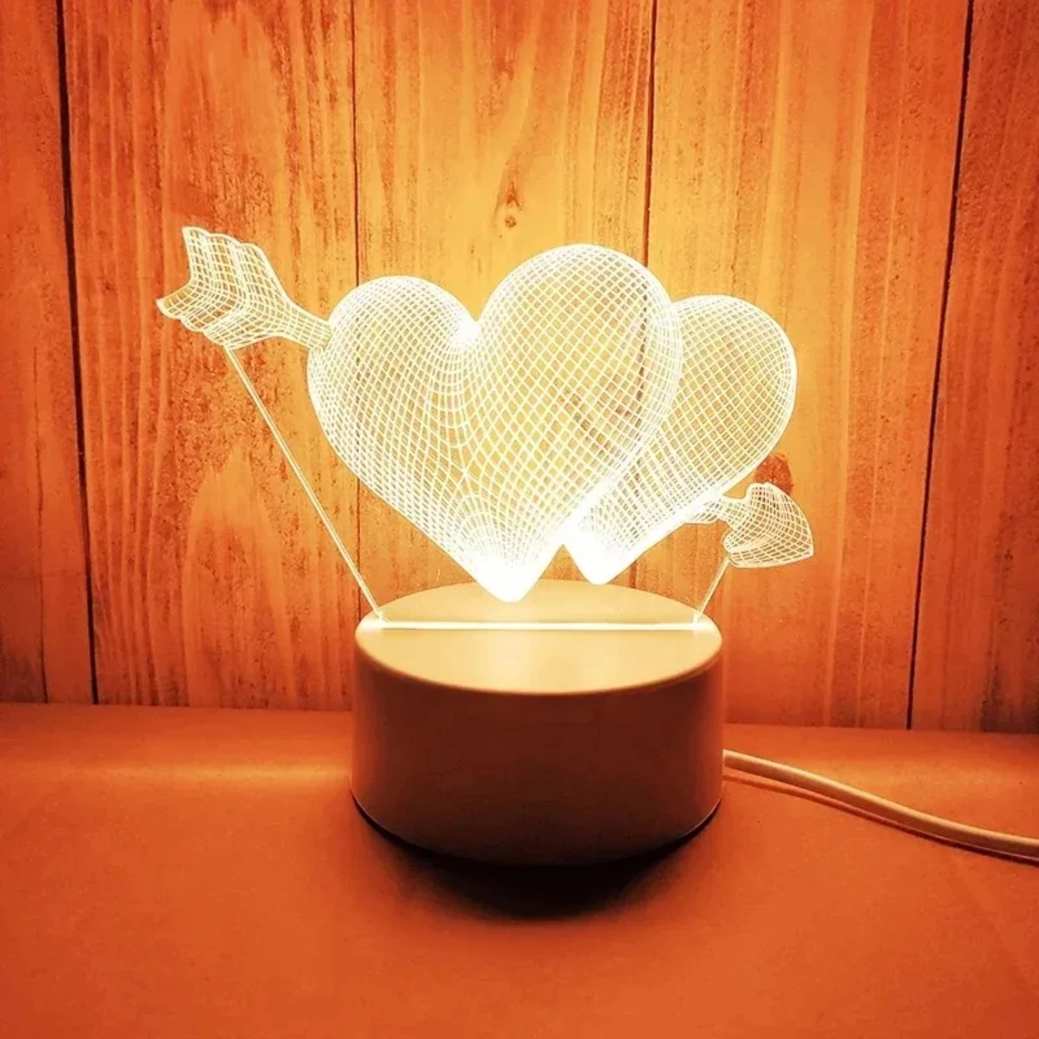 New Romantic Love 3D Lamp palloncino a forma di cuore acrilico LED Night Light lampada da tavolo decorativa san valentino Sweetheart Wife G