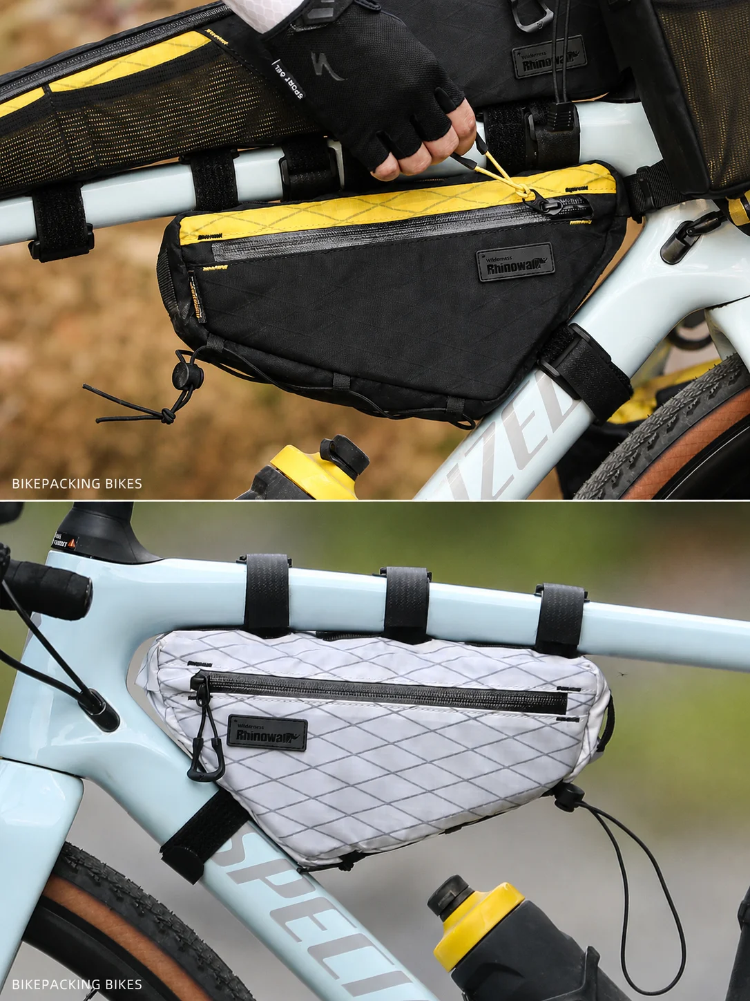 Rhinowalk Bike Triangle Bag Bikepacking Down Tube for MTB Gravel Road Bicycle 1.7L Frame Storage Splash-Proof with Dual Zipper
