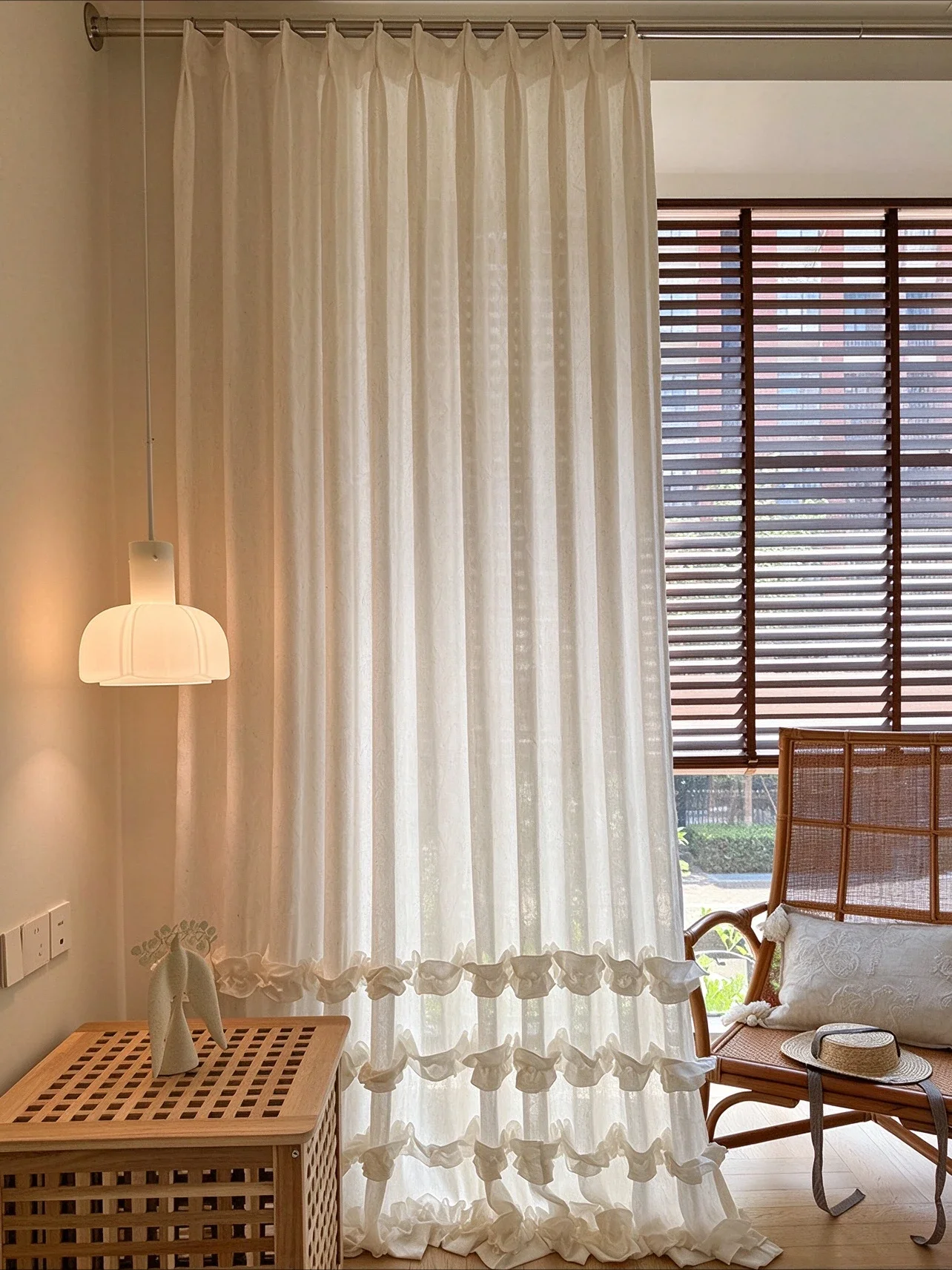 Medieval Cream-style Jacquard Linen Custom Size Gauze Curtains Are Light-transmitting and Impermeable To People's Ears Bedroom