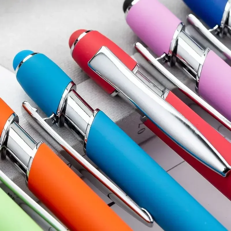 A20PCS Aluminum Pen Press Metal Spot Aluminum Tube Black And Blue Ballpoint Advertising Hotel Printing Gift
