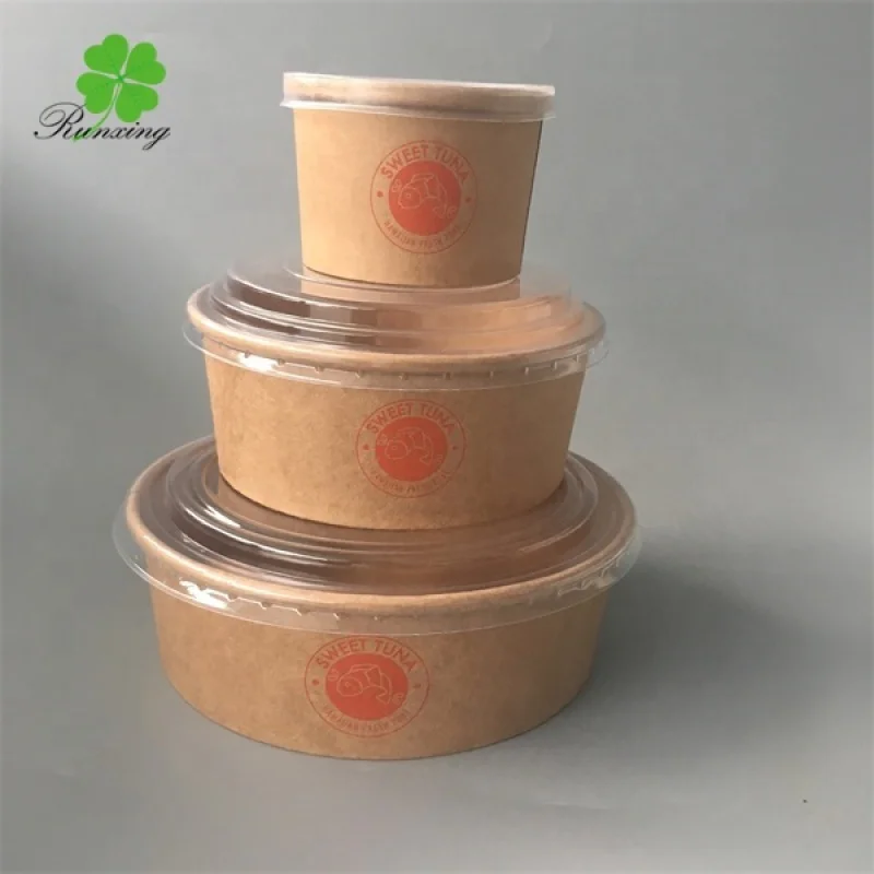 Customized productWholesale Custom Printed Disposable Restaurant Use Kraft Paper Noodle Soup Salad Bowl