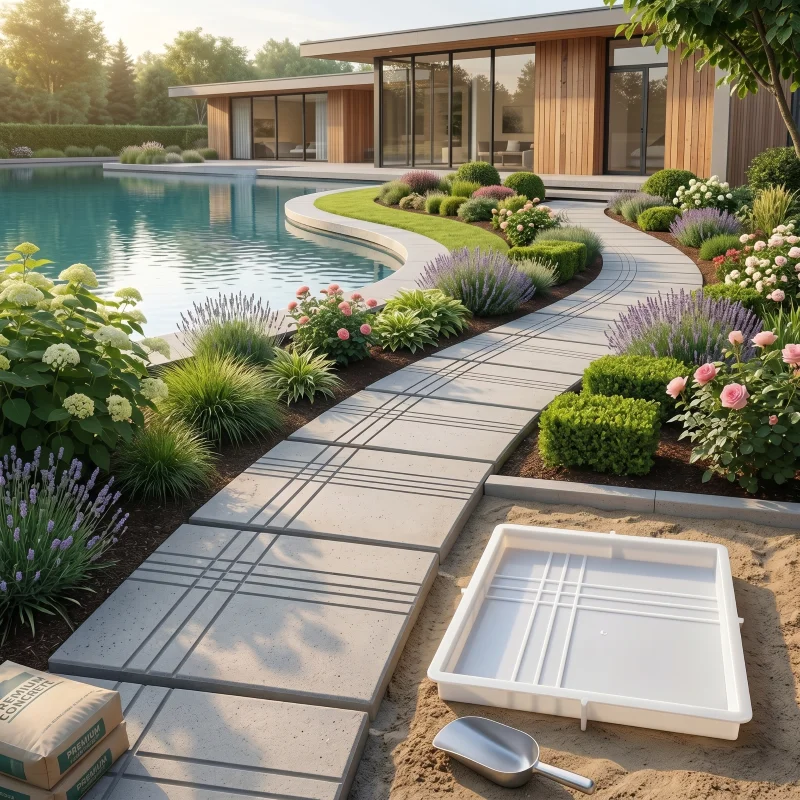 Paver Mold for Rectangle Stepping Stone, DIY Reusable Concrete Form for Courtyard & Park Walkway, Cement Paver for Garden Path