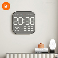 Xiaomi Mirror Brushed Finish Wall Clock Sleek Silent Wall Clock Table Alarm Clock Temp Display Bedroom Office Living Room Decor