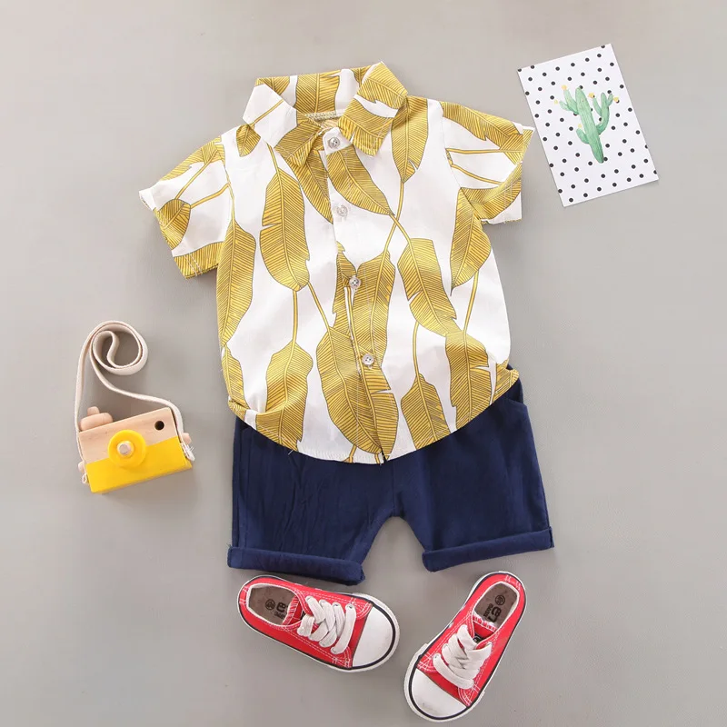 Children's clothing summer children's set trendy Southeast Asian boys printed short sleeved shirt shorts two-piece set