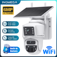 INQMEGA 4K 6MP Solar Camera 4G Sim Dual Lens Security Dual Screen Recording Humanoid Tracking Color Night Vision WiFi PTZ Cam