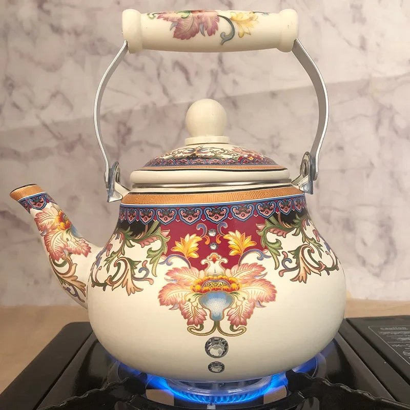 Ethnic Style Tea Kettle, Easy to Clean, Durable Enamel, Fast Heat Transfer, Healthy Drinking Water Kettle, Efficient Pot