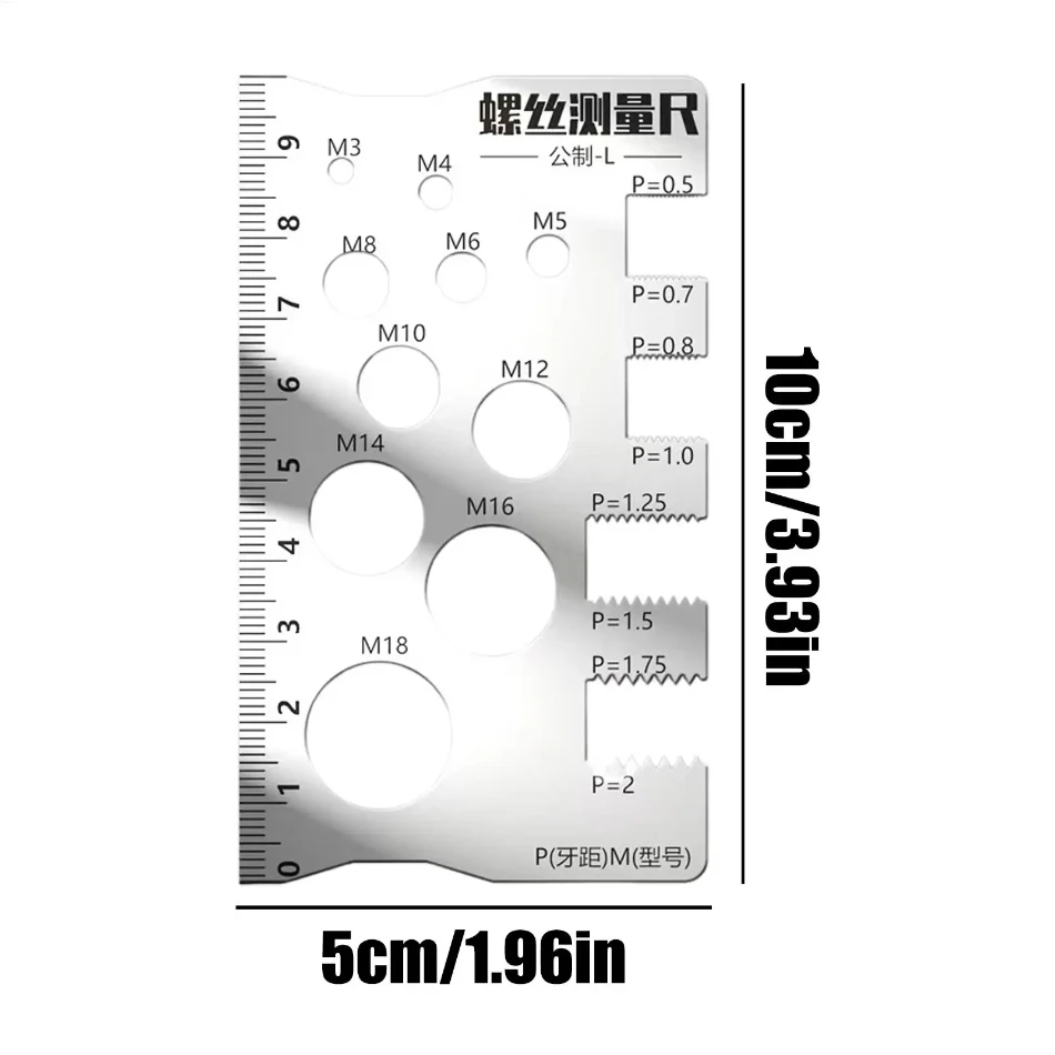 

Thread Checker Screw Measurement Ruler Stainless Steel Caliper Metric Gauge Tool For Measuring Screw Pitch Bit Bolt Nut Screw