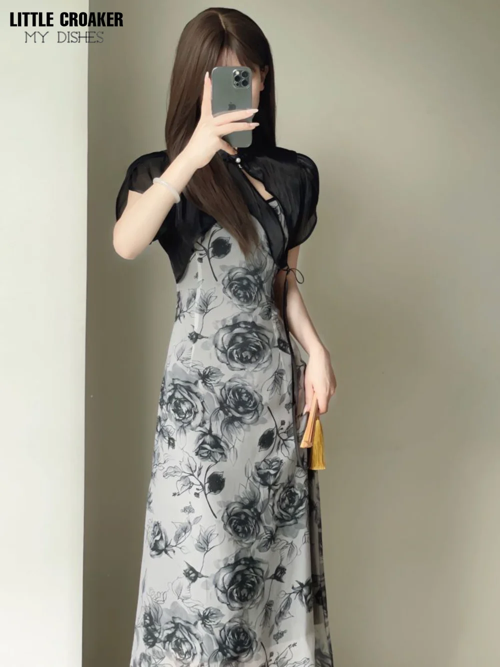 

New Cheongsam Style Chinese Ink Printed Cheongsam for Qipao Summer 2023 New Vintage Chinese Style Two-piece Girl Dress