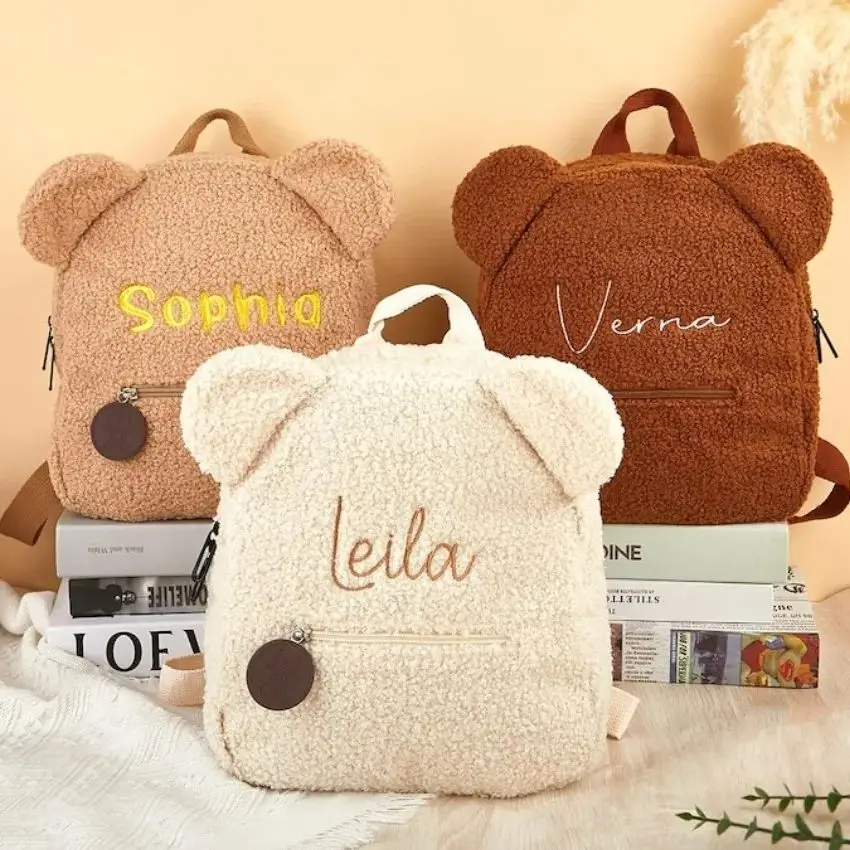 Custom Name Backpack Children's Backpack with Name Teddy Bear Backpack Toddler Backpack Personalised Fluffy Teddy Kids Backpack