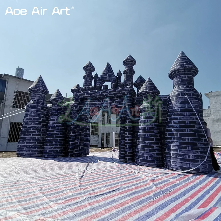 

Advertising 8mW Large Oxford Airblown Inflatable Castle Arch Outdoor Palace Building Structure Archway Balloon For Event