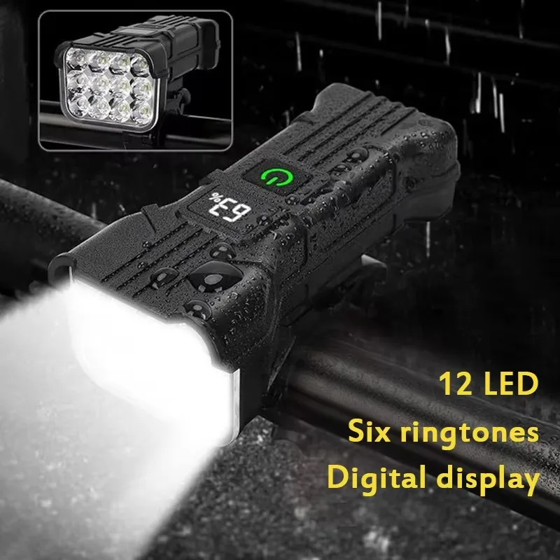 AliExpress BUCKLOS Bicycle 12 LED Headlights 140dB Loudly Bell Horn Bicycle Front Headlight USB Rechargeable Waterproof MTB Road Bike Bell Lamp