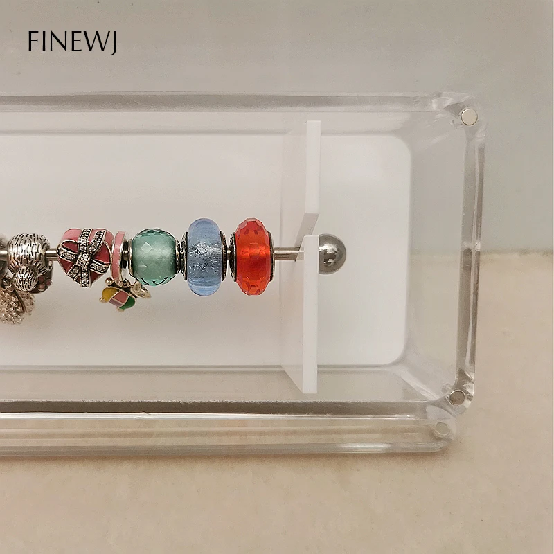 Pendant Bracelet Beads Storage Box Rondelles Charms Acrylic Trollbeads Organizer Bar Holder Travel Display Case Magnetic Cover