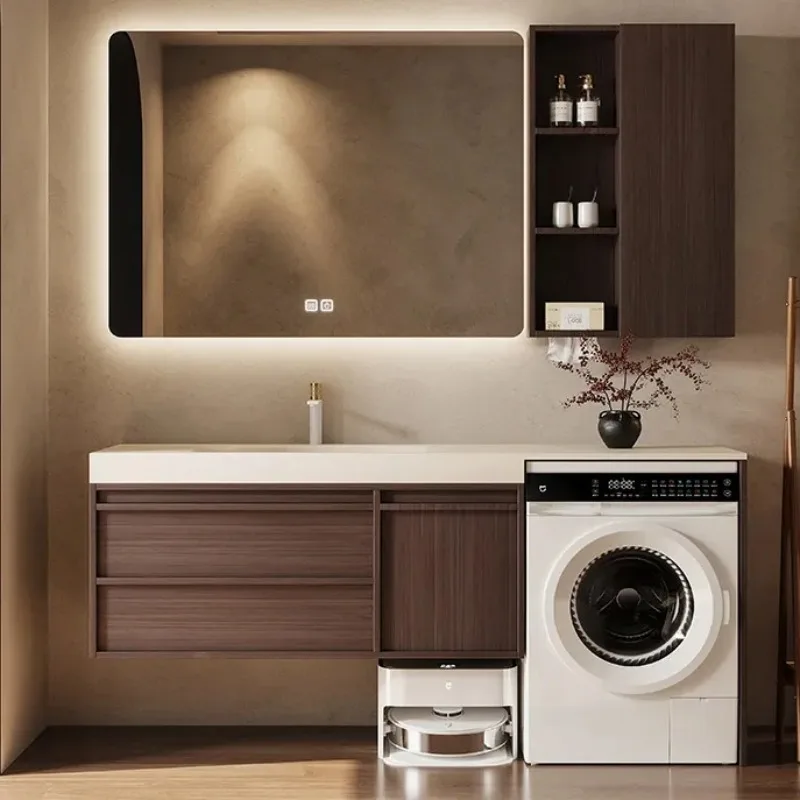 Wall Mounted Bathroom Storage Cabinet Wooden Sink Ceramic Bathroom Storage Cabinet Mirror Luxury Meuble Salle De Bain Furniture