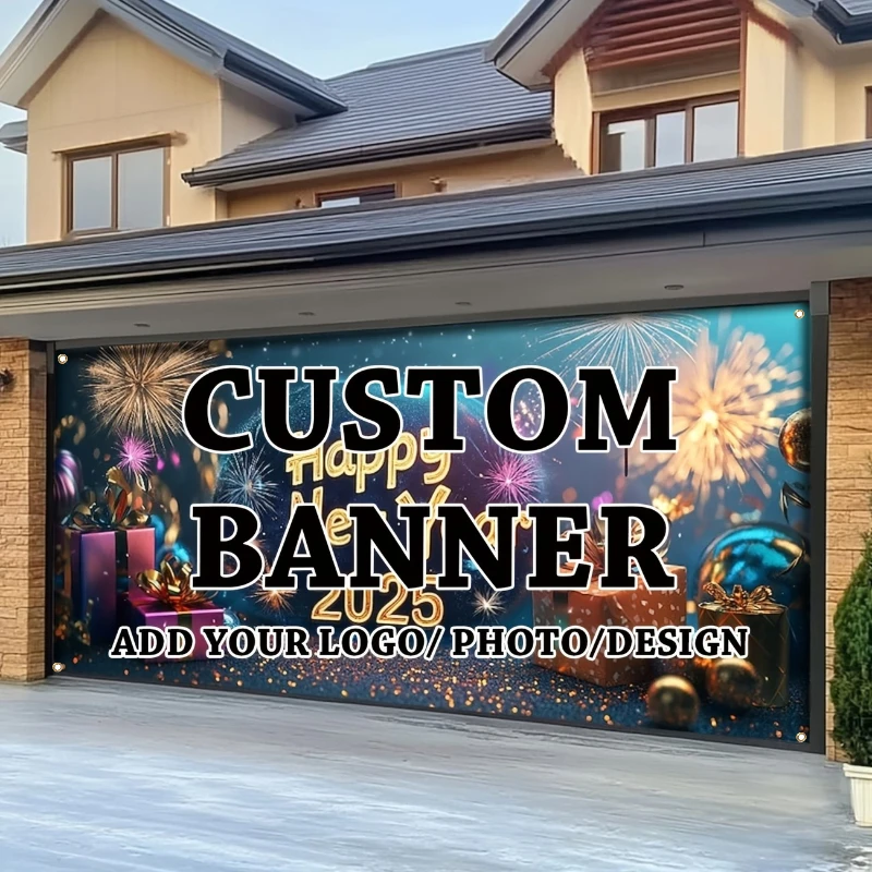 Custom 1pc Large Polyester Garage Banner- Versatile Door Curtain for Parties, Weddings, Festivals, Ideal for Indoor and Outdoor