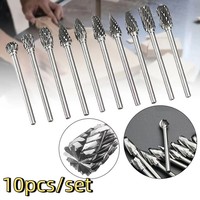 10pcs/set Precision Mini Tungsten Carbide Burr 6mm Shank Hard Alloy Rotary File Industrial Grade Drill Bit Woodworking