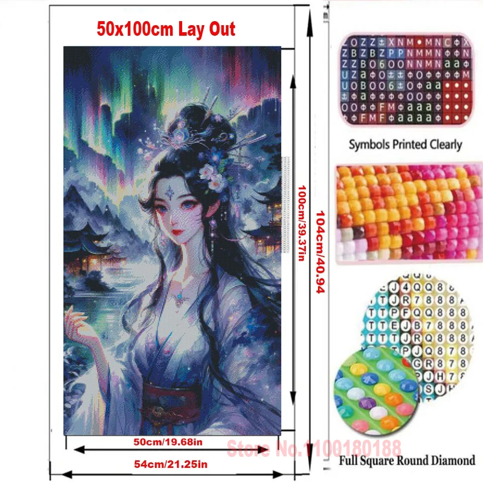 5d Diy Aurora Goddess Diamond Painting New 2024 Embroidery Chinese Style Woman Classical Landscape Mosaic Rhinestone Home Decor