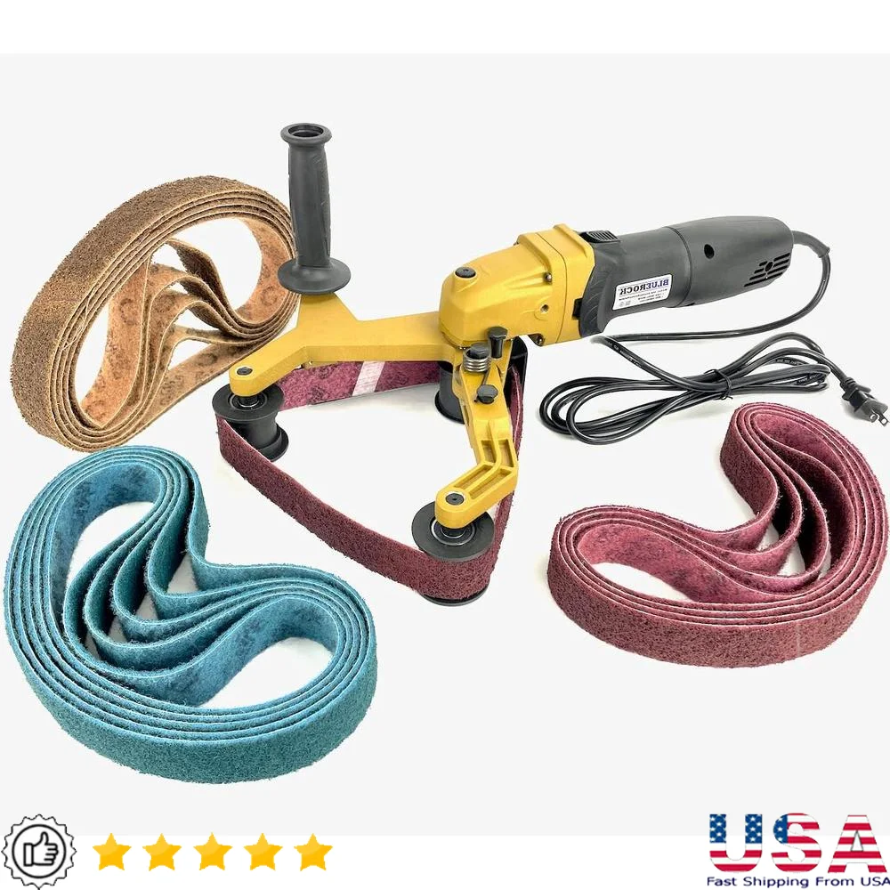 40A 15 Non-Woven Sanding Belts Pipe Polisher Grinder Variable Speed 900W Electric Handheld Sander with Grit Assortment