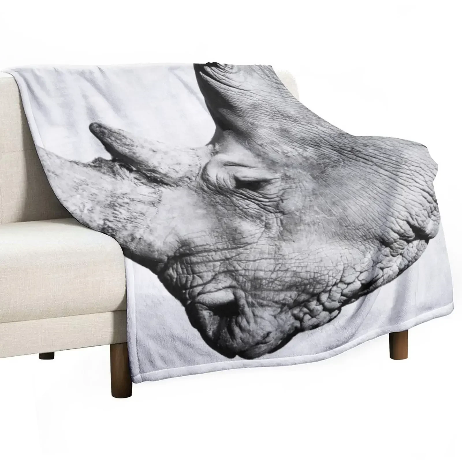 New White Rhino Throw Blanket Plaid For Sofa Thin Plaid on the sofa Blankets