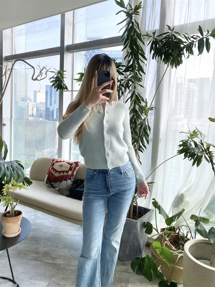 

Susan Don Light een Camere вязаный открытый кардиган облегающий женский топ универсальная ранняя осень женская одежда высокого качества