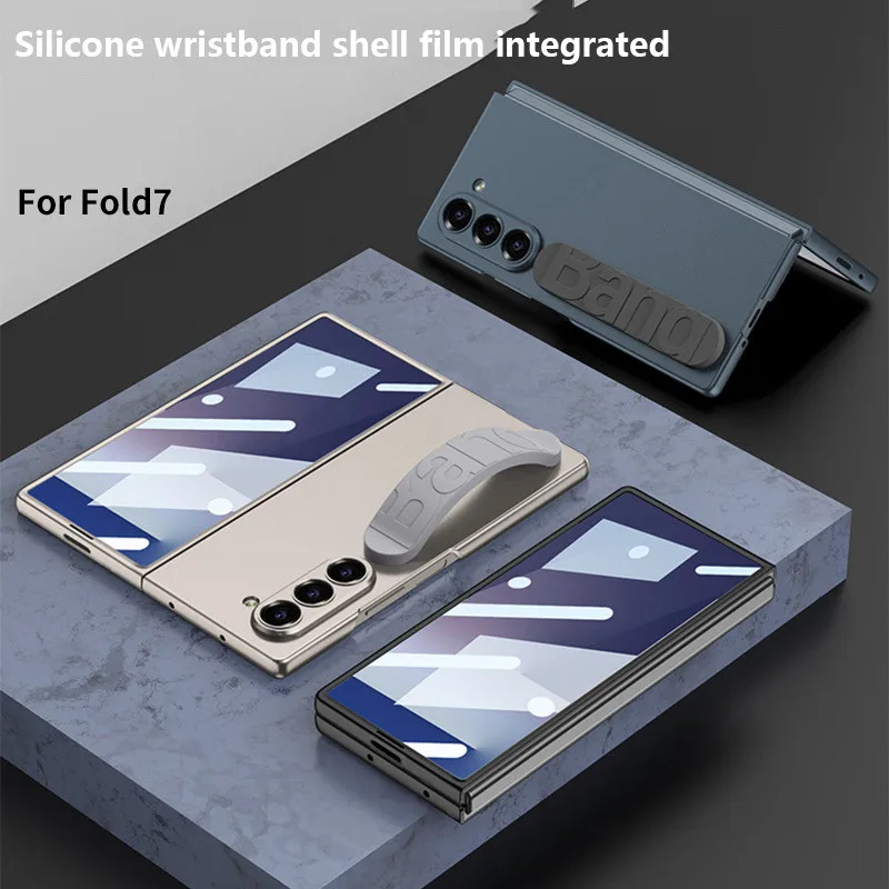 

Эластичный браслет-подставка, жесткий чехол для ПК для Samsung Galaxy Z Fold 7 Fold7, защитный чехол с закаленным стеклом