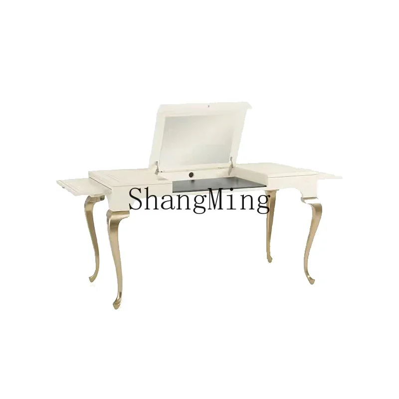 CL modern simple light luxury solid wood dresser turning mirror desk dual-purpose small apartment makeup table