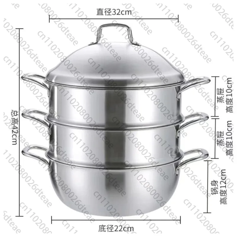 Stainless Steel Steamer Household Large Soup Pot Thickened Integrated Induction Cooker Gas Stove