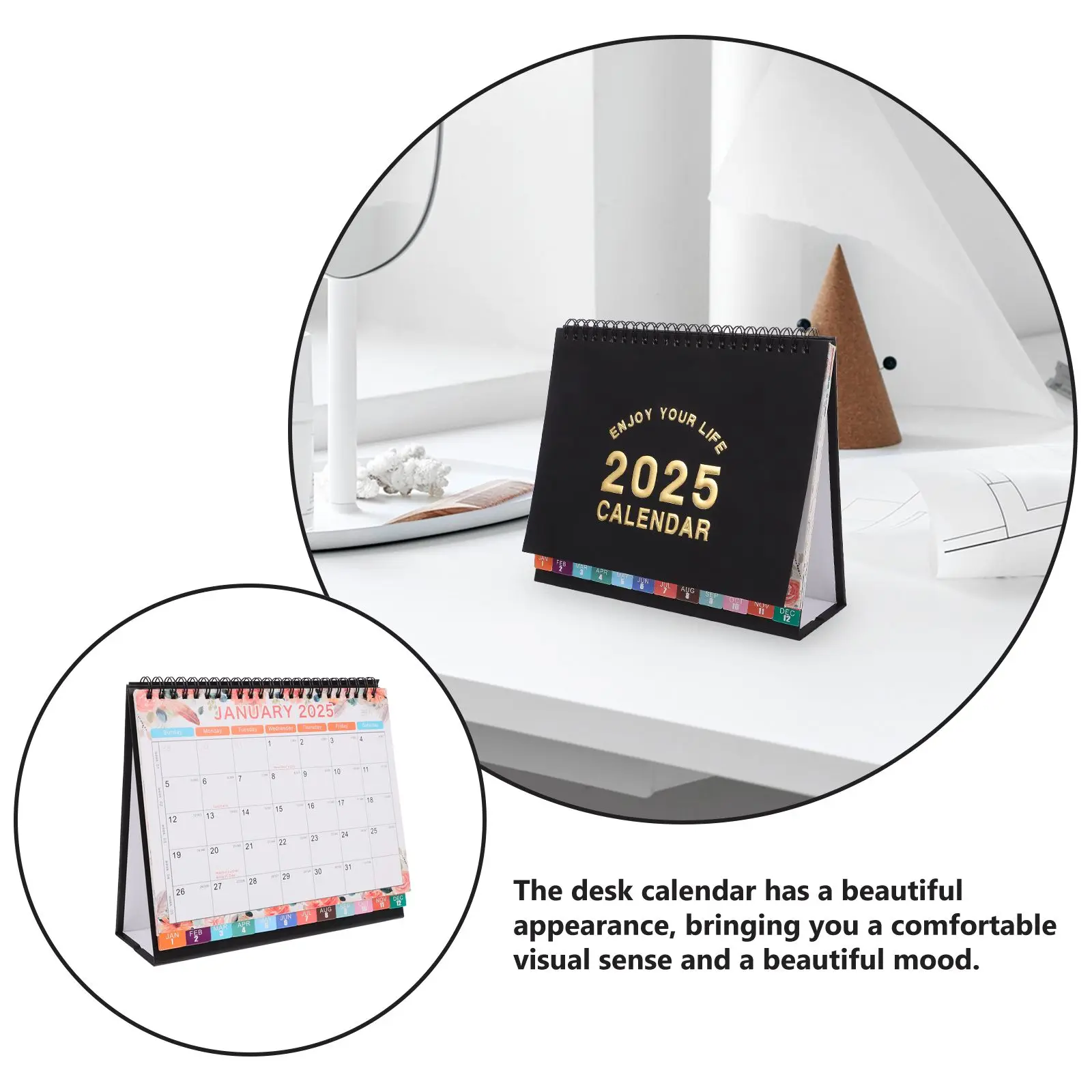 English Version Desk Calendar Calendars Calander with Note Pads Large Stands Desktop Small Cute