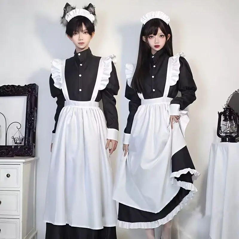 Black Male Cosplay Maid Uniform Anime Cute Lolita Skirt Little Girl  Lady Costume Set Student School Uniform Work Outfit