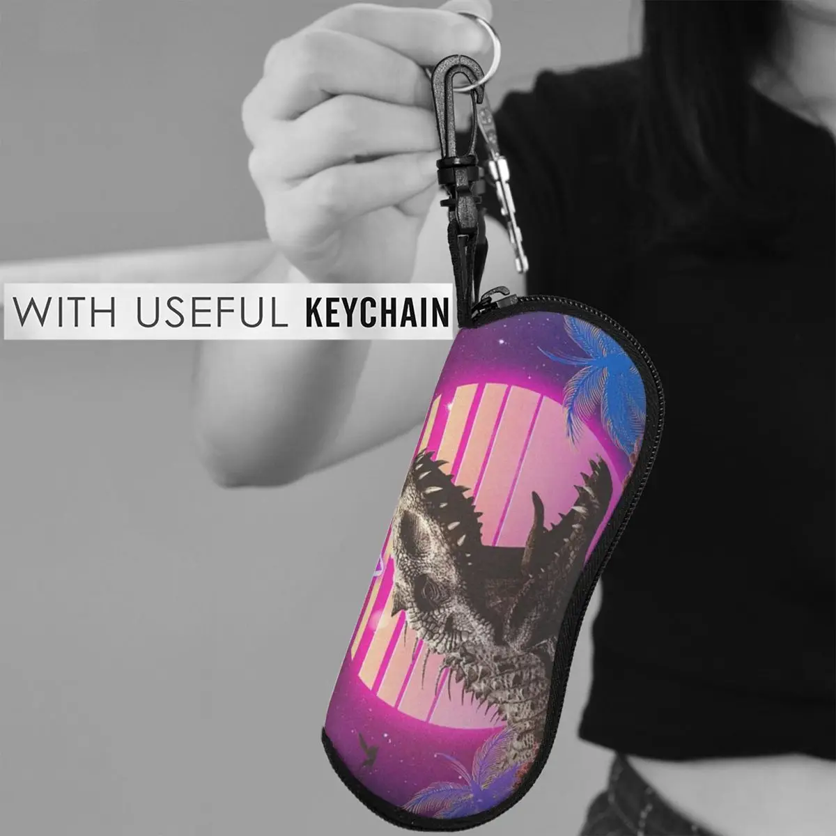 新しいジュラシックワールド恐竜シェルメガネケースポータブルサングラスボックス女性男性ソフト眼鏡バッグポーチ